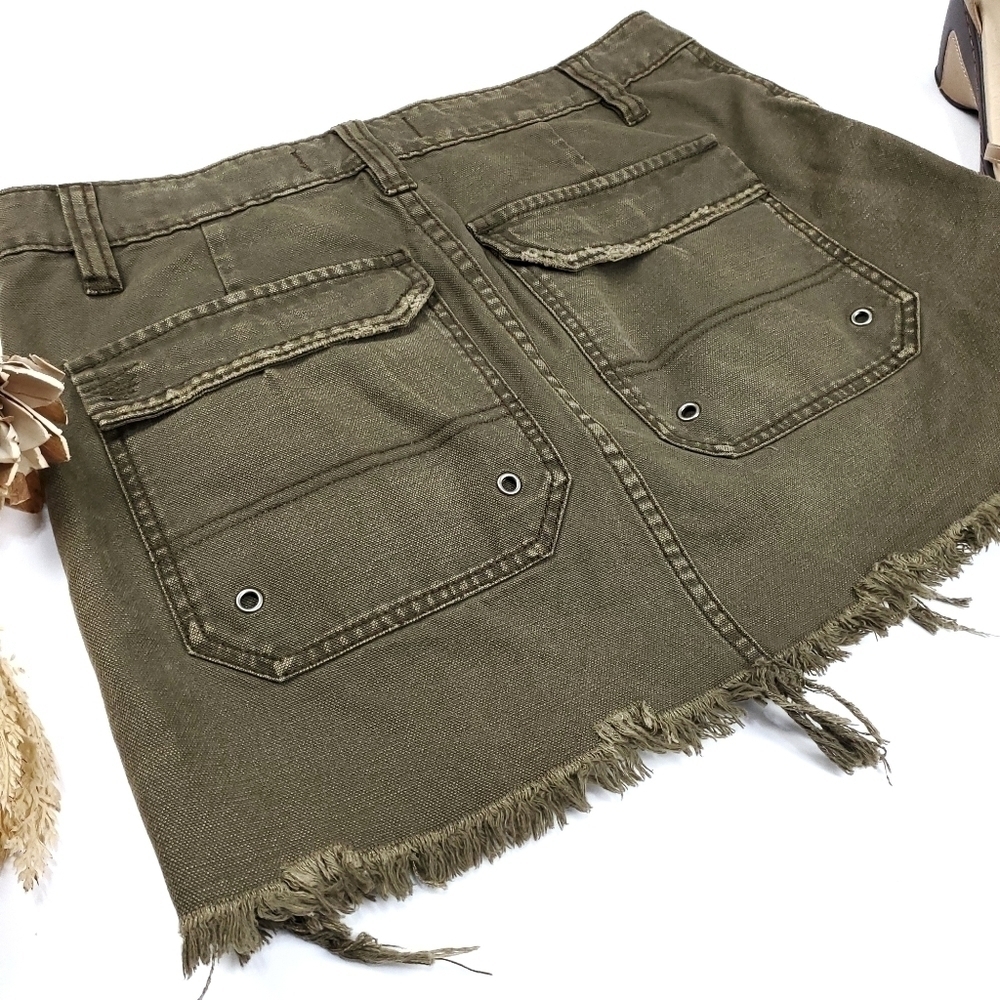 Free People Green Denim Jean Skirt Size 27 - Picture 6 of 8
